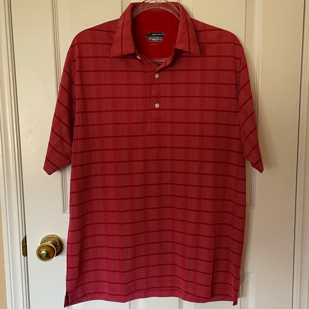 GREG NORMAN Men’s Red Collared Golf Shirt Medium